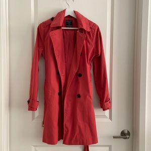 Burnt orange water resistant tench coat